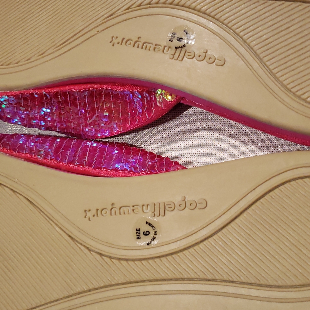 Capelli New York NEW Sequined Mules Slippers Slip-On Women's 6 Magenta Red NWOT - Picture 4 of 7